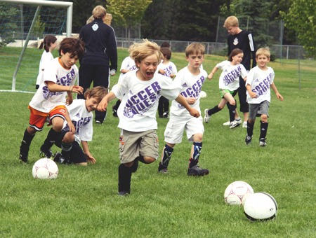 Kids get excited for a day of soccer.