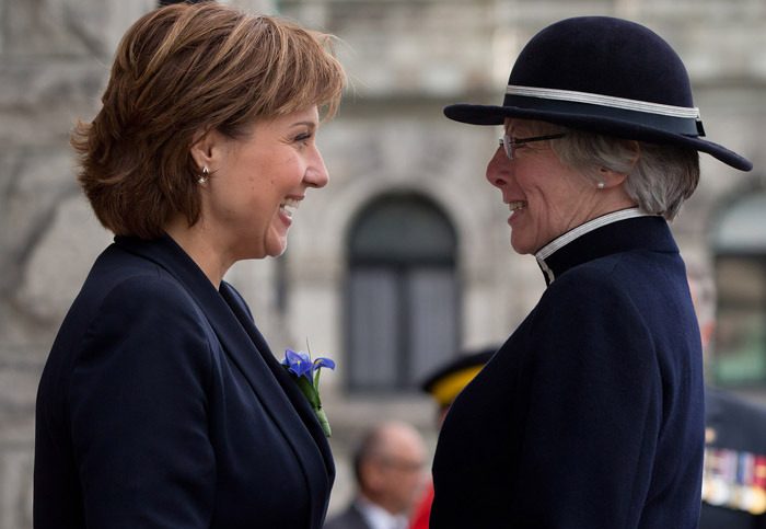 Premier Christy Clark meets Lt. Governor Judith Guichon for presentation of the throne speech at B.C. legislature.