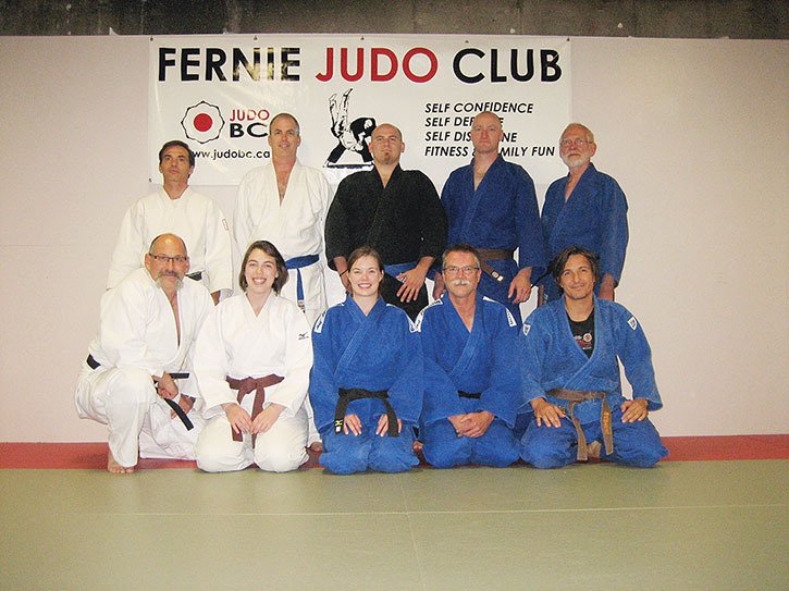 Local judoka (participant in the sport of Judo) and Invermere Judo Club member Tomaz Stich (kneeling in the front row