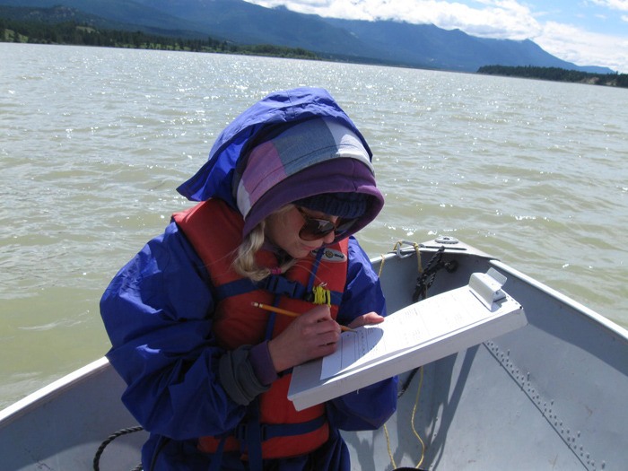 Lake Windermere Ambassadors summer student Raegan Mallison helps with water quality testing of the lake.