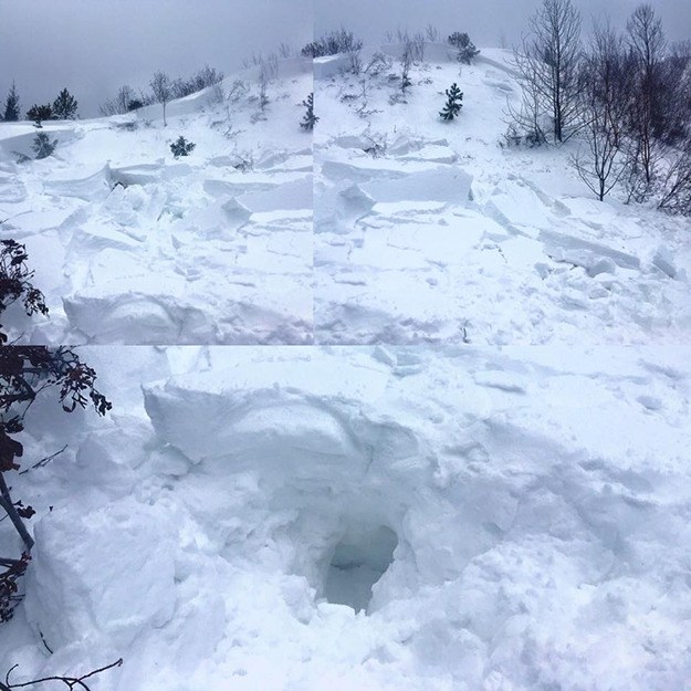 A photo of the slope that slid and buried Lindsey Corrigan.