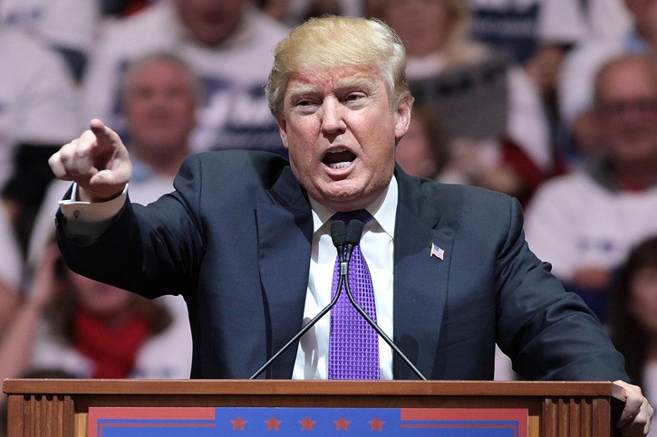 U.S. president-elect Donald Trump speaks to a campaign rally in Las Vegas