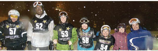 February 12 was a busy night at Panorama Mountain Village. Pictured above are seven participants of the Dark Riders Dual Slalom Challenge. Pictured right