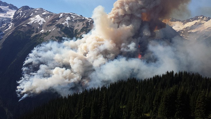 The Boulder Creek wildfire near Pemberton is one of the sources of smoke over southwestern B.C.