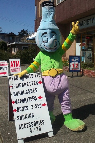 'Bongy' promotes a head shop in Esquimalt