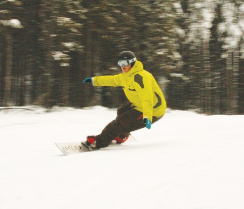 Faro Burgoyne on his snowboard during the 2010 season.