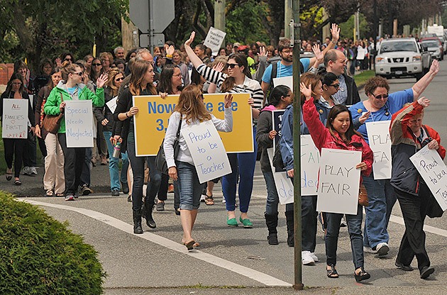 Teachers march in Chilliwack Monday