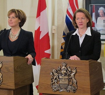 B.C. Premier Christy Clark and Alberta Premier Alison Redford at western premiers' meeting in 2012.