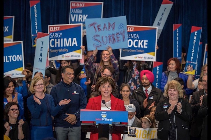 Premier Christy Clark holds campaign rally in Surrey Sunday.