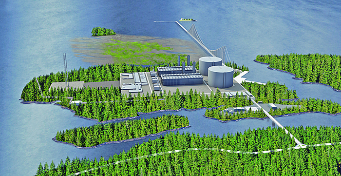 Pacific Northwest LNG suspended its federal environmental review to substitute a suspension bridge over Flora Bank at its Lelu Island tanker docking site
