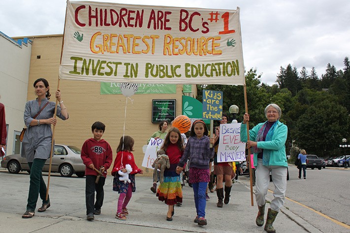 More than 500 Nelson residents marched down Tuesday as part of the Parents Etc. for Public Education March on what was supposed to be the first day of public school classes.