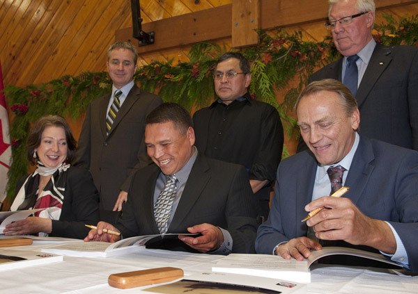 With negotiators looking on