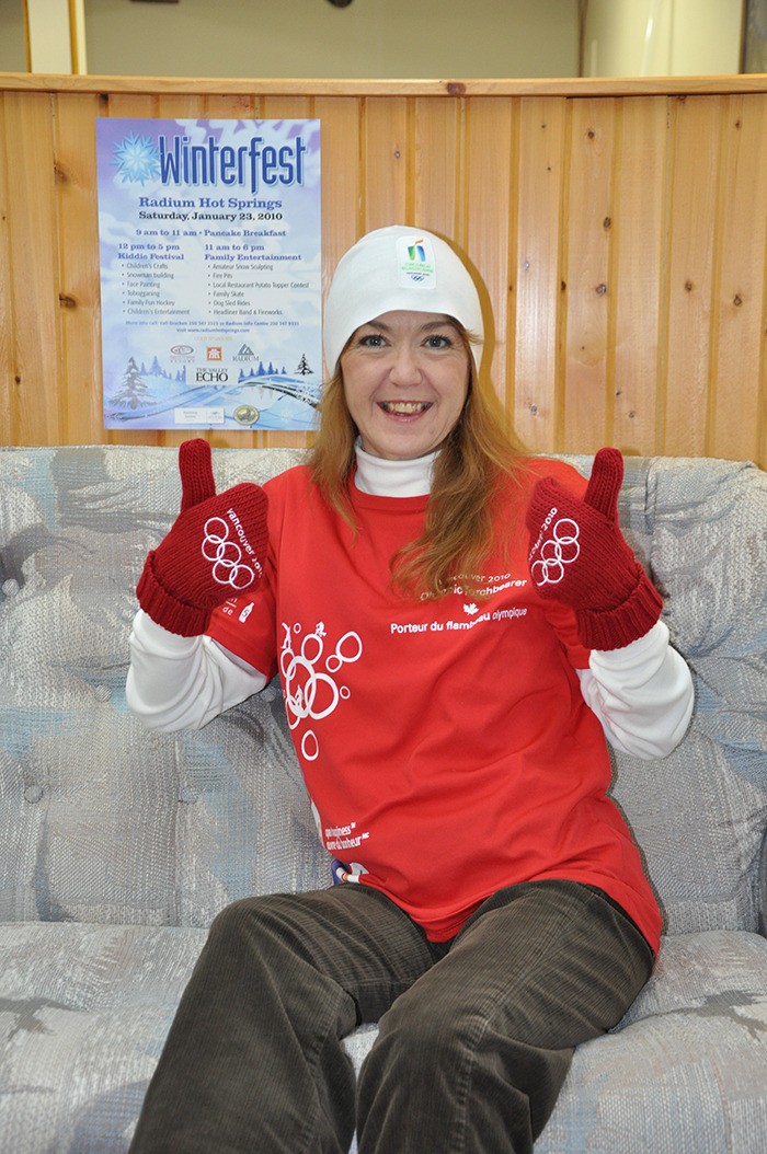 2010 - Michelle Cramton shows off some of her Olympic wear as she prepared to be a torchbearer on January 22