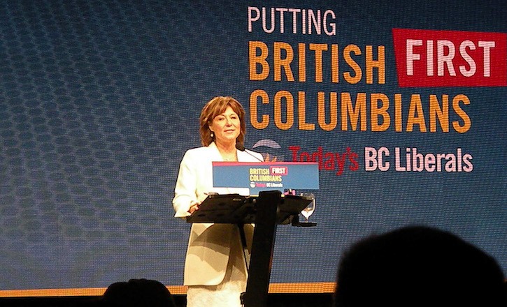 Premier Christy Clark speaks to BC Liberal convention in Vancouver last year. The party has more donations and more irregularities than any other.