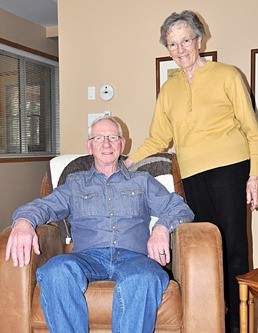 Volunteer fire fighter Heinz Meyer and his wife Ricky.