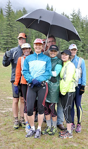 Trail runners keep dry at the Crazy Soles Nipika Trail Run.