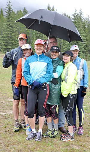 Trail runners keep dry at the Crazy Soles Nipika Trail Run.