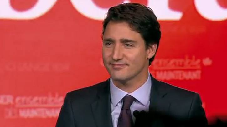 Prime Minister-elect Justin Trudeau speaks to supporters in Montreal Monday night.