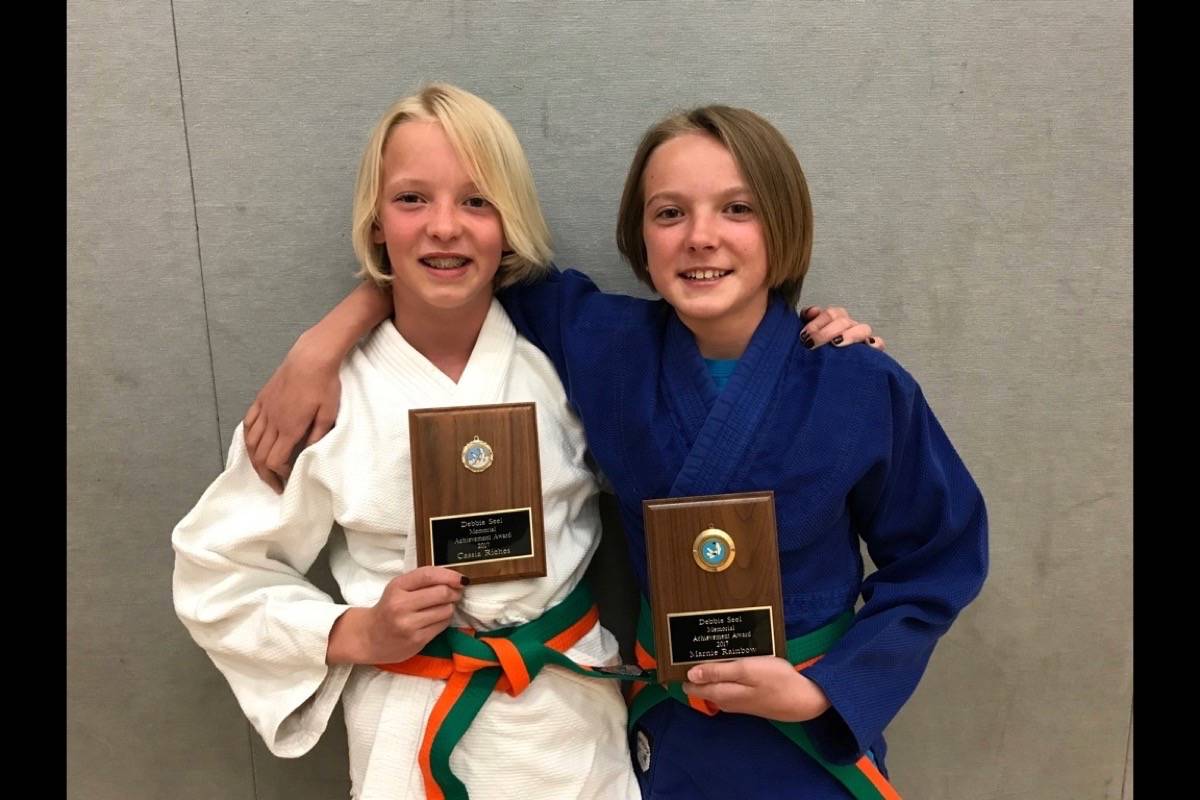 Cassia Riches (left) and Marnie Rainbow were this year’s Debbie Seel Achievement Award winners.                                Photo by Jeanette Riches