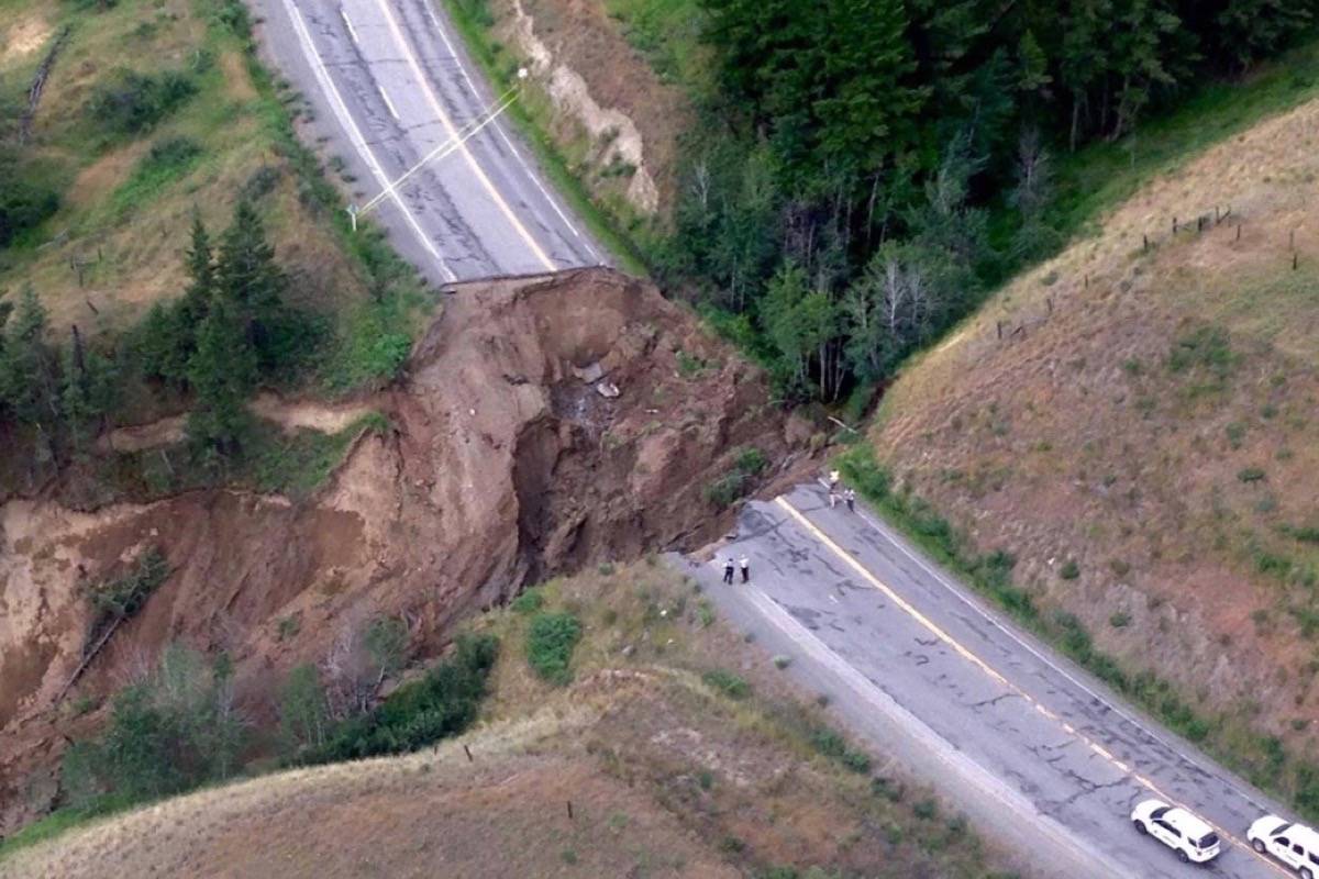 Incredible aerial photos of B.C. highway washout that sent man to hospital