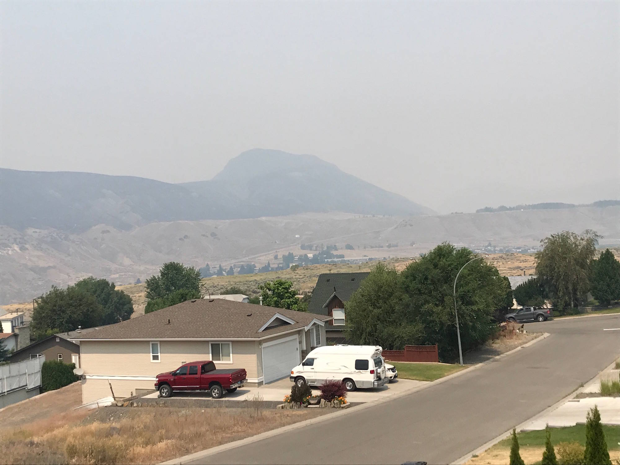 Looking north from Ashcroft to Cache Creek at noon on July 10. Photo by David Dubois.