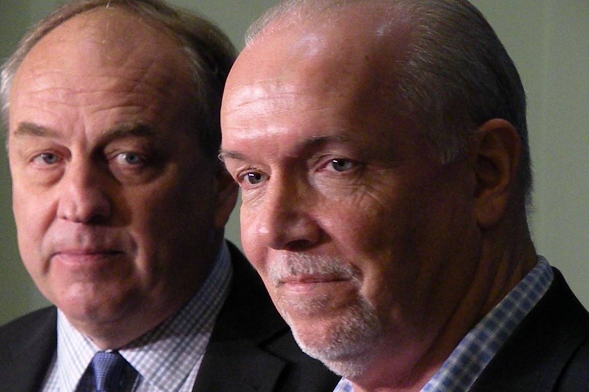 B.C. Green leader Andrew Weaver and NDP leader John Horgan (Black Press)