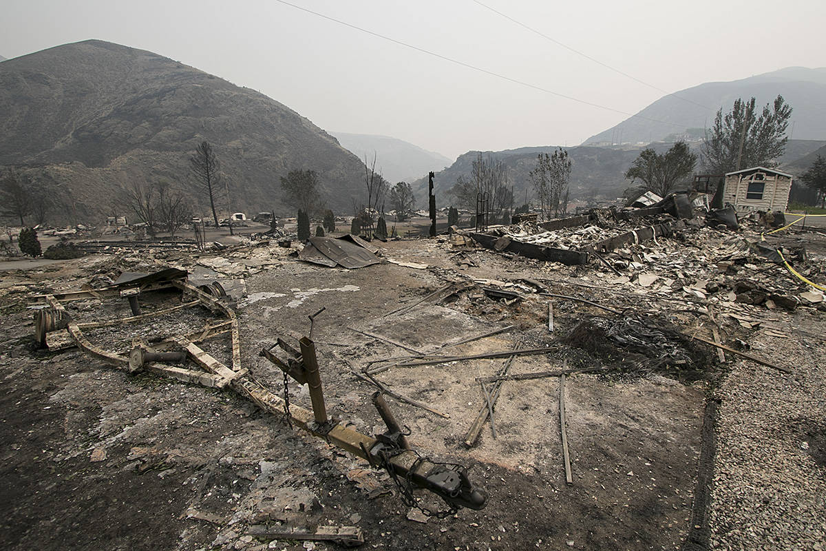 One of the many wildfires raging in the B.C. Interior destroyed all but one home in the Boston Flats mobile home park near Ashcroft.—Image credit: Arnold Lim/Black Press