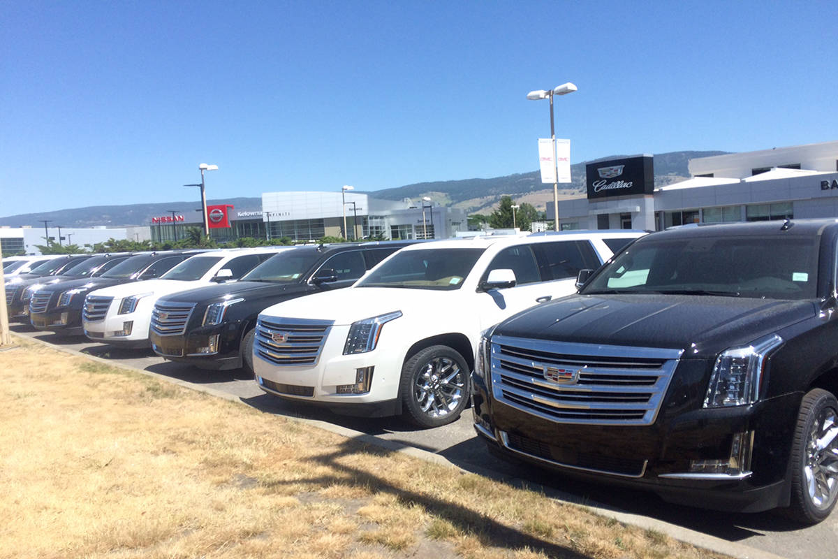 Impact in Kelowna of the robust new vehicle sales market across Canada is evident by local auto dealerships relocating to new premises along Highway 97. - Image Credit: Barry Gerding/Black Press